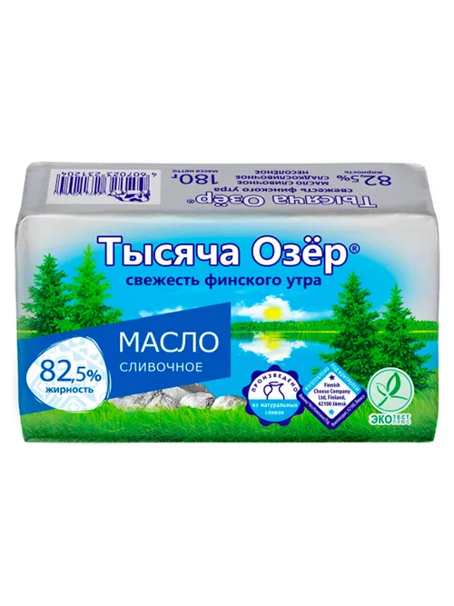 Масло сладкосливочное 82,5% Тысяча озер, 180гр