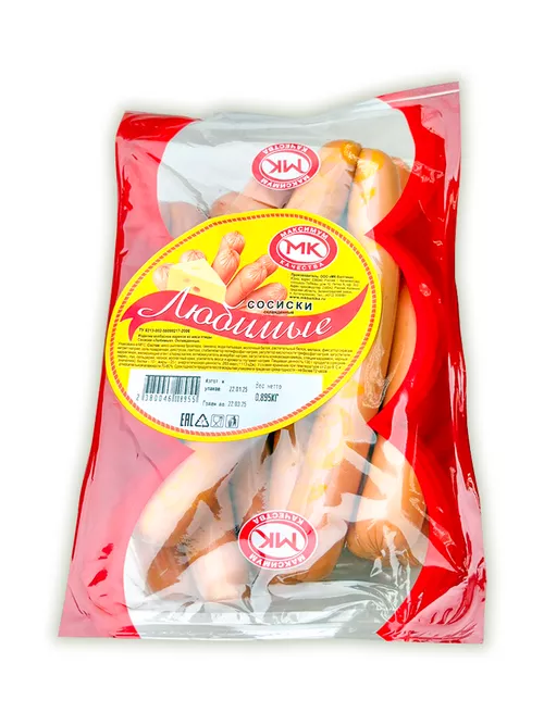 Сосиски Любимые с сыром, Максимум качества, ~800гр