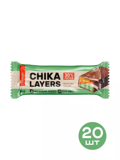 Батончик Chikalab со вкусом Фисташковый йогурт глазированный, 20шт