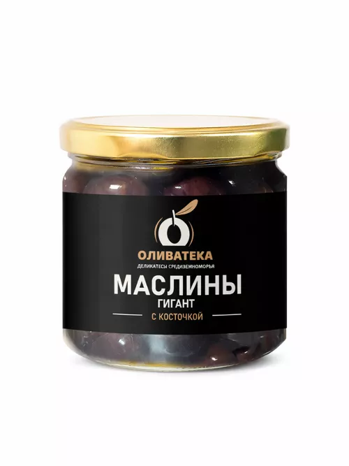 Маслины Гигант с косточкой 295гр (160гр) Оливатека Турция